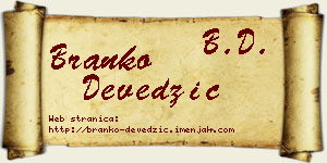 Branko Devedžić vizit kartica